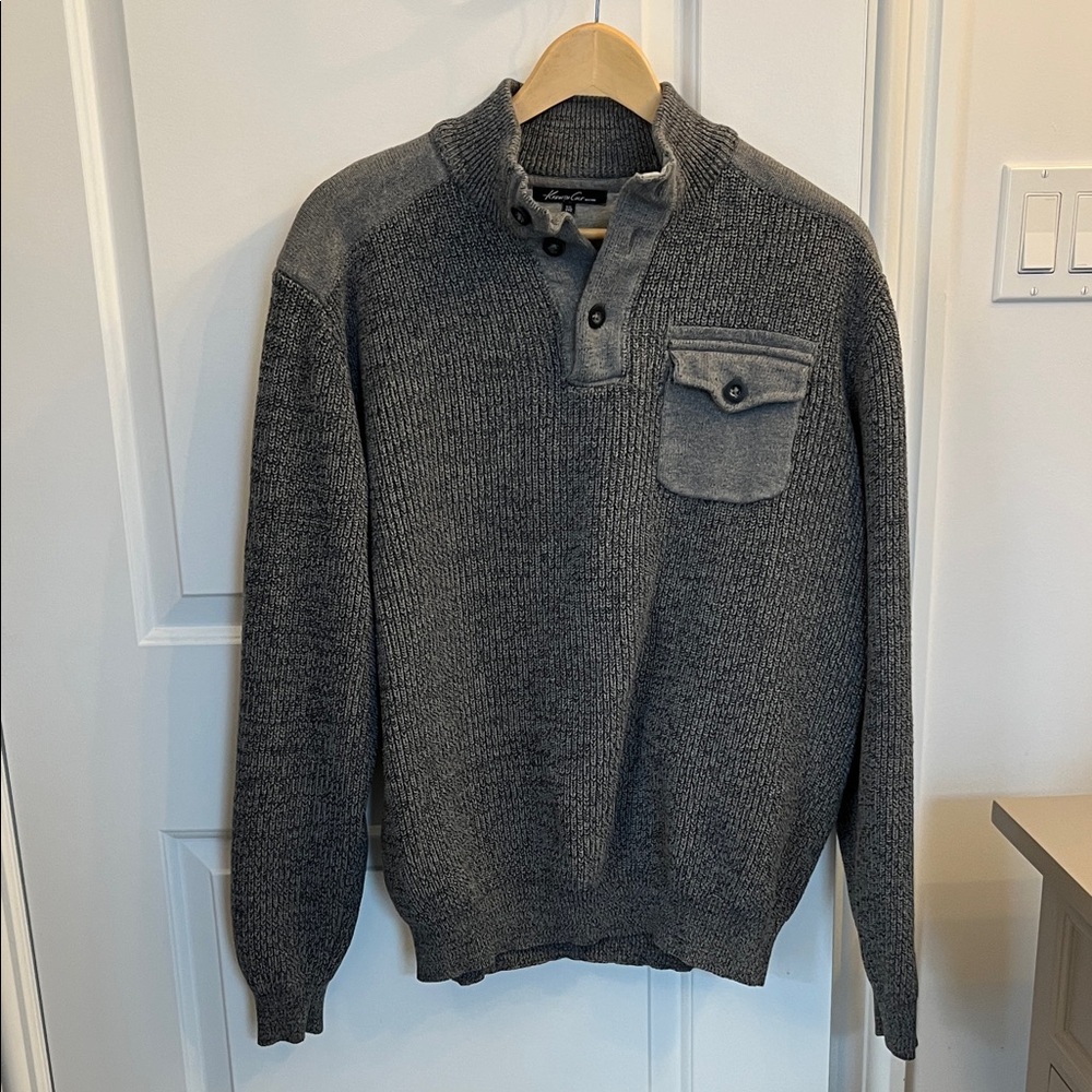 Kenneth Cole Charcoal Sweater with Button Detail